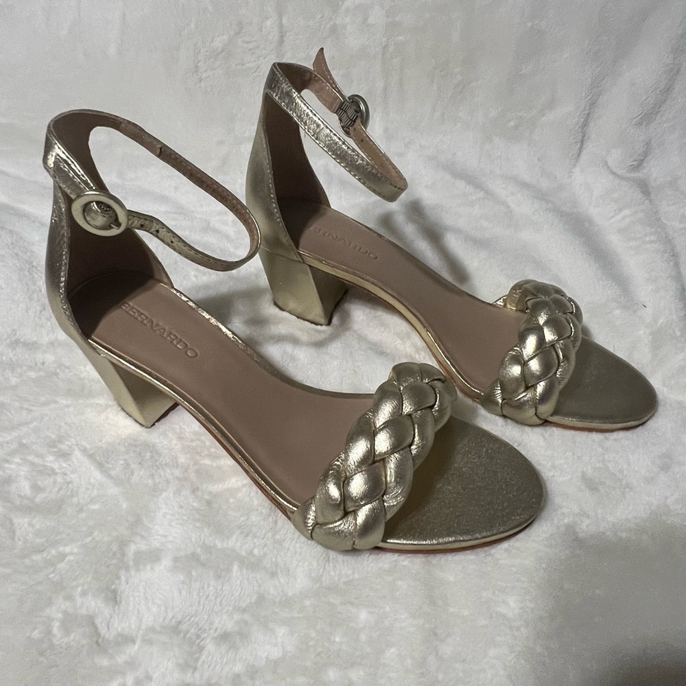Bernardo Gold Braided Strap Heels